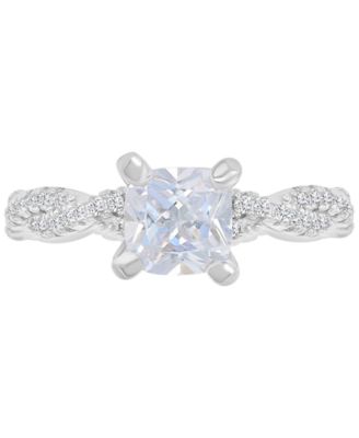 Macy's - Cubic Zirconia Cushion & Round Rope Style Promise or Engagement Ring