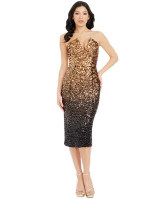 Dress the Population - Women's Strapless Sequin Ombre Dress