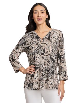 Jones New York - Women's Printed Moss Crepe Top