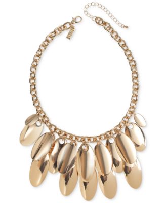 I.N.C. International Concepts - Gold-Tone Sculptural Disc Statement Necklace, 17-1/2" + 3" extender