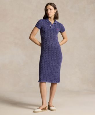 Polo Ralph Lauren - Women's Cable-Knit Cotton Polo Midi Dress
