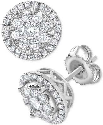 Macy's - Diamond Cluster Round Stud Earrings (1 ct. t.w.) in 14k White Gold