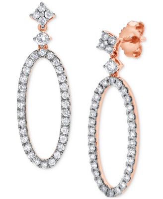 Macy's - Diamond Open Oval Hoop Drop Earrings (5/8 ct. t.w.) in 14k Rose Gold