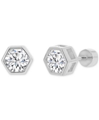 Macy's - Cubic Zirconia Hexagon Stud Earrings (1-1/4 ct. t.w.) in 14k Gold-Plated Sterling Silver