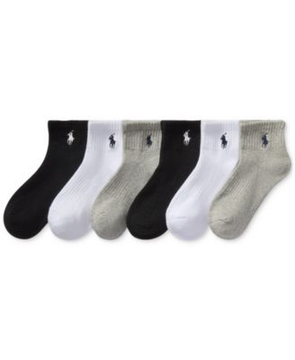 Polo Ralph Lauren - Little & Big Boys Solid Quarter Crew Socks, 6-Pack