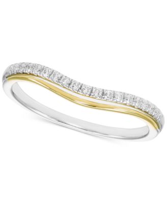 Macy's - Diamond Double Row Contour Band (1/6 ct. t.w.) in 14k Two-Tone Gold