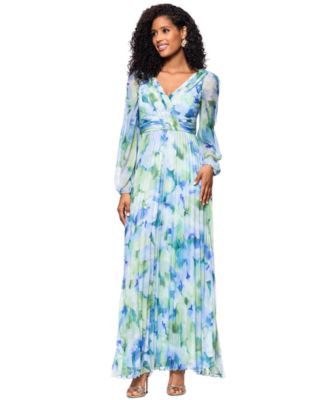 Betsy & Adam - Women's Floral-Print Pleated Gown
