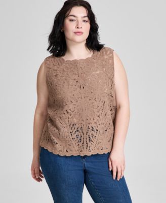 And Now This - Trendy Plus Size Sleeveless Sweater