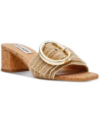 Steve Madden - Women's Seacrest Buckled Block-Heel Mule Sandals