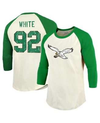 Majestic - Men's Reggie White Cream/Kelly Green Philadelphia Eagles Retired Player Name Number 3/4 Raglan Sleeve T-Shirt