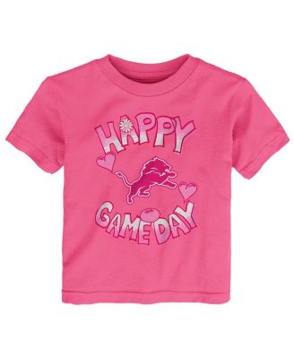 Outerstuff - Baby Boys and Girls Pink Detroit Lions Happy Gameday T-shirt