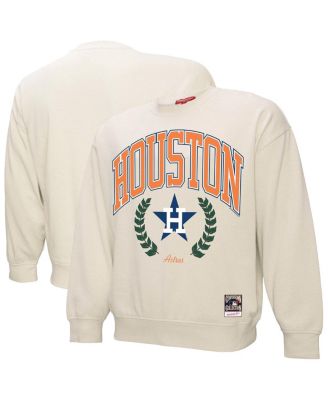Mitchell & Ness - Women's Cream Houston Astros Cooperstown Collection Laurel Crew Pullover Sweatshirt