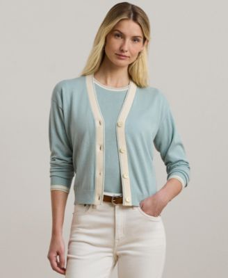 Lauren Ralph Lauren - Women's Two-Tone Cotton-Blend Cardigan