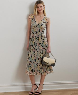 Lauren Ralph Lauren - Women's Floral Georgette Flutter-Sleeve Dress