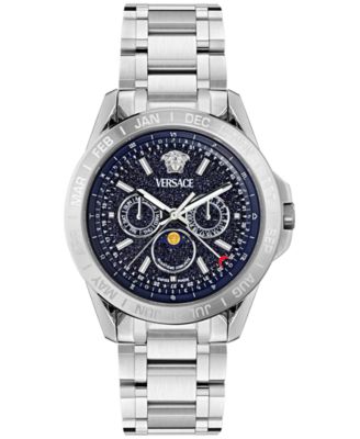 Versace - Men's Swiss V-Galaxy Moonphase Stainless Steel Bracelet Watch 43mm