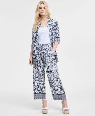 Tommy Hilfiger - Women's Floral-Print Pull-On Wide-Leg Pants