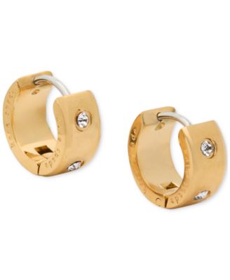 kate spade new york - Gold-Tone Small Pav&eacute; Chunky Huggie Hoop Earrings, 0.5"