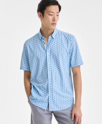 Alfani - Men's Kaleidoscope Short Sleeve Geo Print Button-Front Performance Shirt