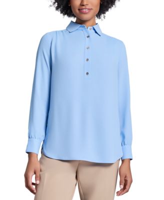 Jones New York - Petite Button-Side Collared Top
