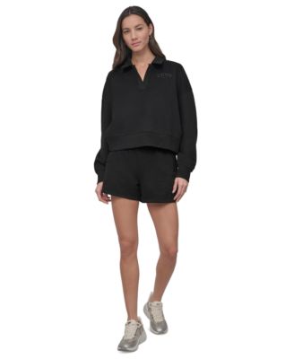 DKNY - Women's Varsity Embroidered Logo Smocked 4" Shorts