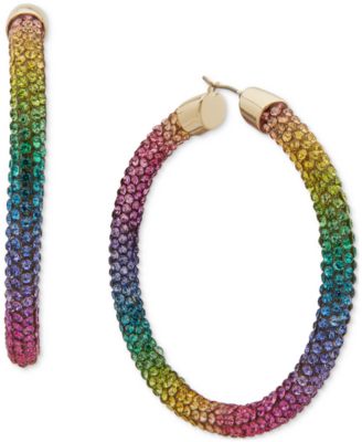 Emily in Paris - Gold-Tone Large Rainbow Pav&eacute; Hoop Earrings, 2.2"