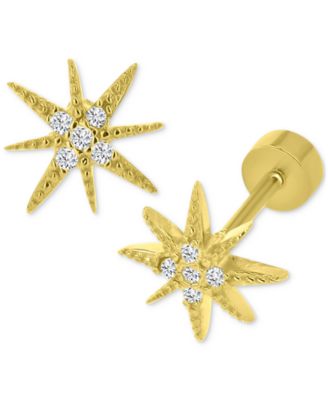 Macy's - Cubic Zirconia Starburst Stud Earrings in 14k Gold-Plated Sterling Silver