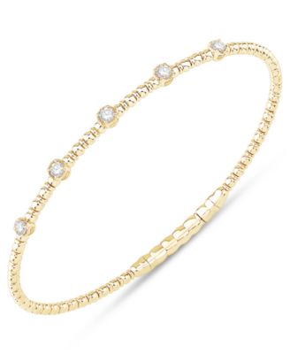 Macy's - Diamond Station Bezel Flexible Bangle Bracelet (1/3 ct. t.w.) in 10k Gold