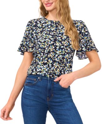 CeCe - Women's Ruffle-Cuff Short-Sleeve Top