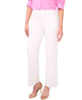 CeCe - Women's Eyelet Scallop-Hem Jeans