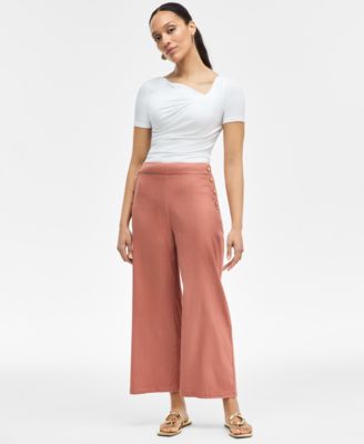 I.N.C. International Concepts - Women's Button-Trim Wide-Leg Pants