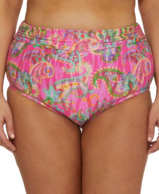 Becca ETC - Plus Size Polynesia Wide-Band Roll High-Waist Bikini Bottoms