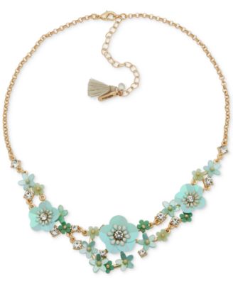 lonna & lilly - Gold-Tone Mixed Stone Flower Statement Necklace, 16" + 3" extender