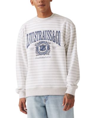 Levi's - Men's Relaxed Fit Long Sleeve Logo Graphic Striped Crewneck Sweatshirt