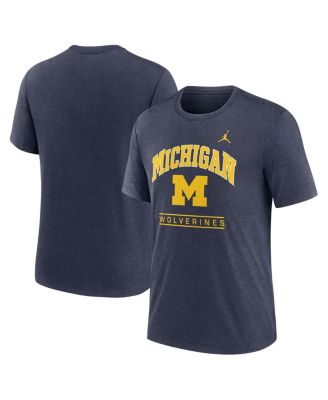 Jordan - Men's Navy Michigan Wolverines Arch Over Logo Tri-Blend T-shirt