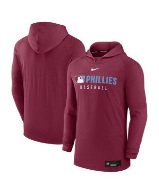 Nike - Men's Burgundy Philadelphia Phillies Authentic Collection Tri-Blend Performance Pullover Hoodie