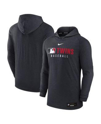 Nike - Men's Heather Black Minnesota Twins Authentic Collection Tri-Blend Performance Pullover Hoodie
