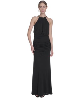 Eliza J - Women's Chain-Link Halter Blouson Gown
