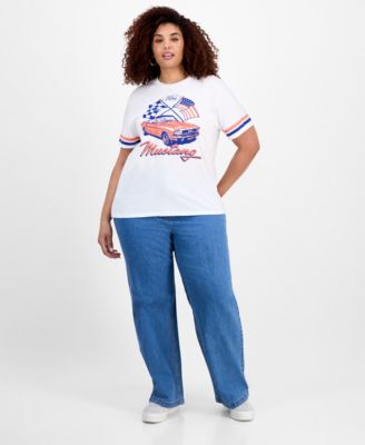 Hybrid - Trendy Plus Size Mustang Crewneck Tee