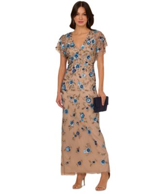 Adrianna Papell - Women's Beaded Mesh Column Dress