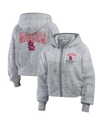 WEAR by Erin Andrews - Women's Heather Gray St. Louis Cardinals Speckled Fleece Cropped Full-Zip Hoodie
