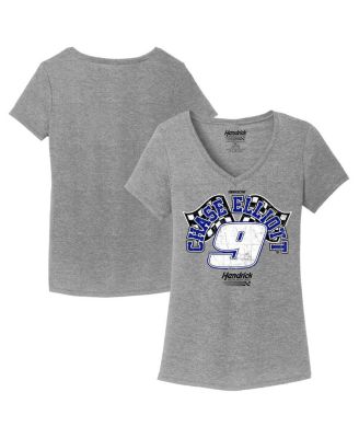 Hendrick Motorsports Team Collection - Women's Heather Gray Chase Elliott Name Number V-Neck T-Shirt
