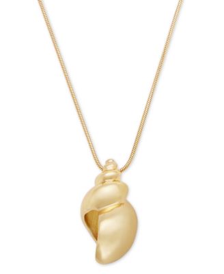 On 34th - Gold-Tone Shell Pendant Necklace, 32" + 3" extender