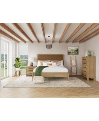 Furniture - Davie 3-Pc. Queen Set (Leather Bed, Chest & 3-Drawer Nightstand)