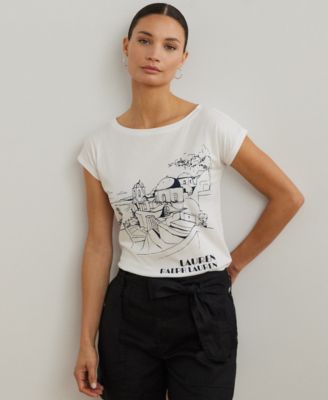 Lauren Ralph Lauren - Petite Cotton-Blend Jersey Graphic Tee