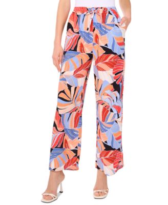 Vince Camuto - Women's Printed Wide-Leg Pull-On Pants