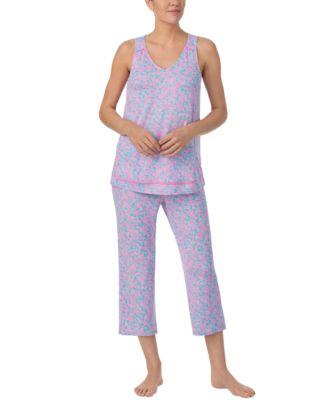 Ellen Tracy - Women's Printed V-Neck Cropped Pajama Set