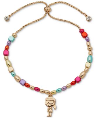 KARL LAGERFELD PARIS - Gold-Tone Beaded Charm Slider Bracelet