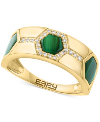 EFFY Collection - Malachite & Diamond (1/10 ct. t.w.) Hexagon Band in 14k Gold