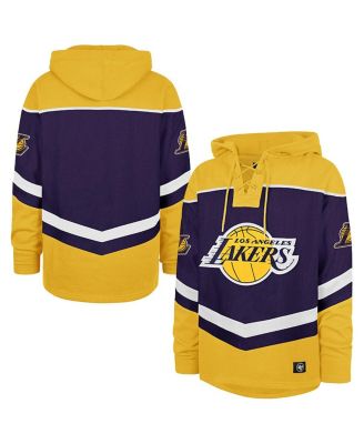 '47 Brand - Men's Purple Los Angeles Lakers Oversized Tri-satin Layup Lacer Pullover Hoodie