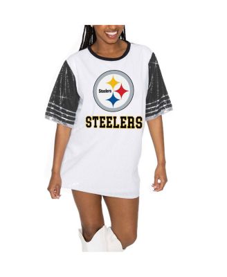 Gameday Couture - Women's White/Black Pittsburgh Steelers Bling It Full Sequin Jersey Dress
